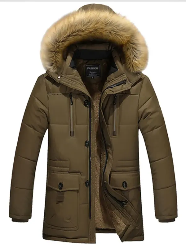 Men's Winter Jacket with Raccoon Fur Collar