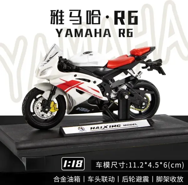 Yamaha R6 1:18 Diecast Motorcycle Model - Image 10