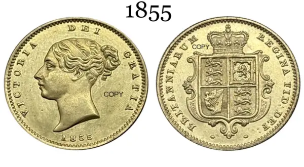 1865 British Victoria Gold Brass Commemorative Coin - Image 5