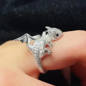 Vintage Dark Dragon Punk Ring for Adults