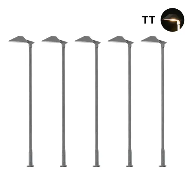 5pcs Metal Gray LED Street Lamps 1:100 Scale - Image 3