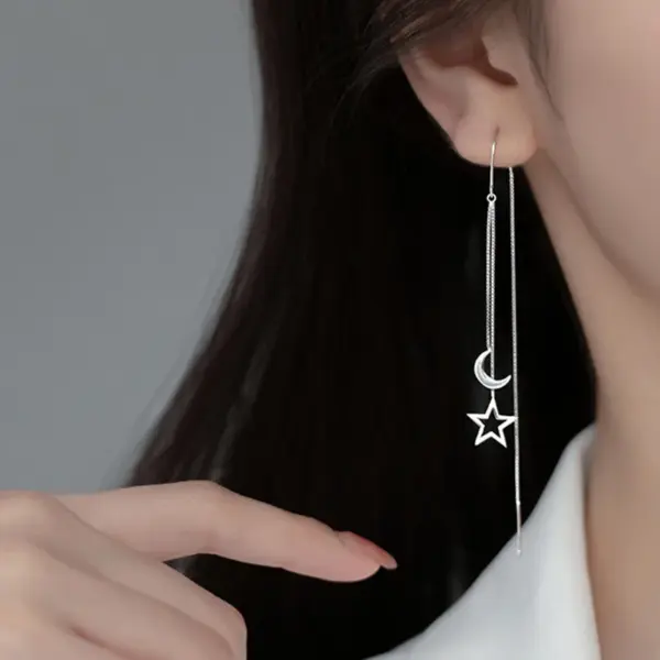 Trendy Drop Earrings with Star Heart Pendants - Image 8