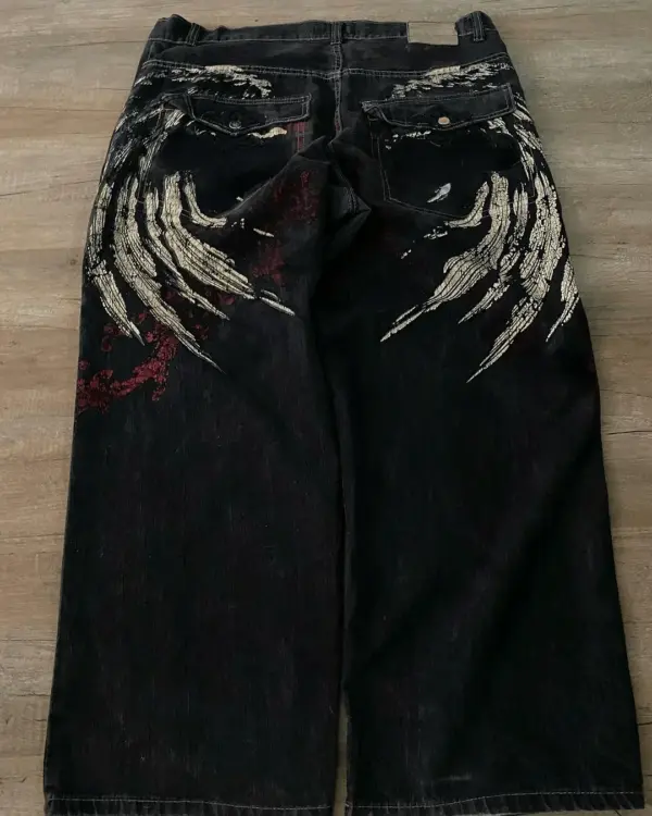Baggy Cartoon Embroidered Hip Hop Jeans - Image 8