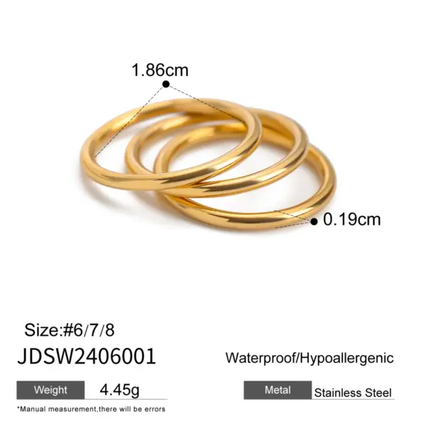 Colorblocked Stainless Steel Rings Set for Women - Image 8