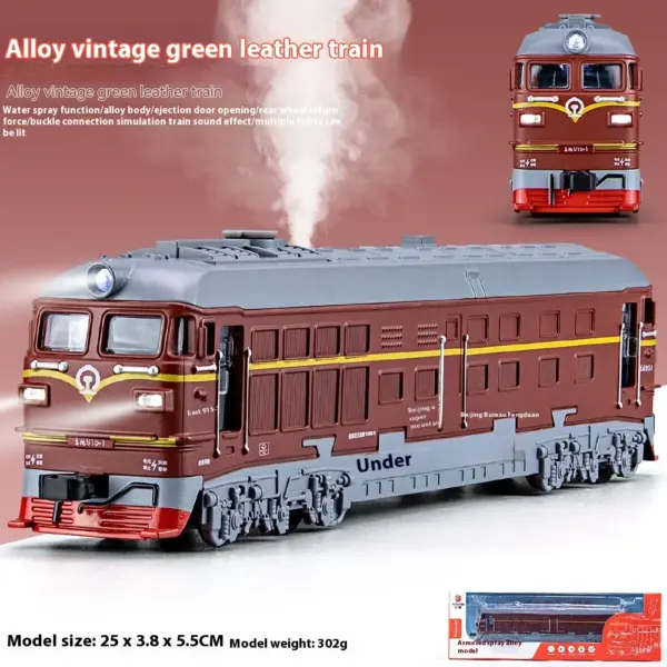 Diecast Green Leather Train Model Display - Image 6