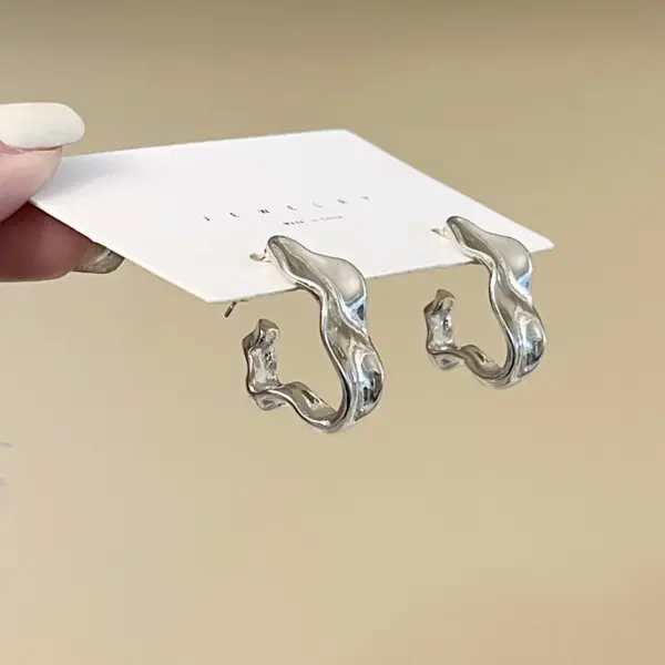 Geometric Metal Drop Earrings for Women - Image 4
