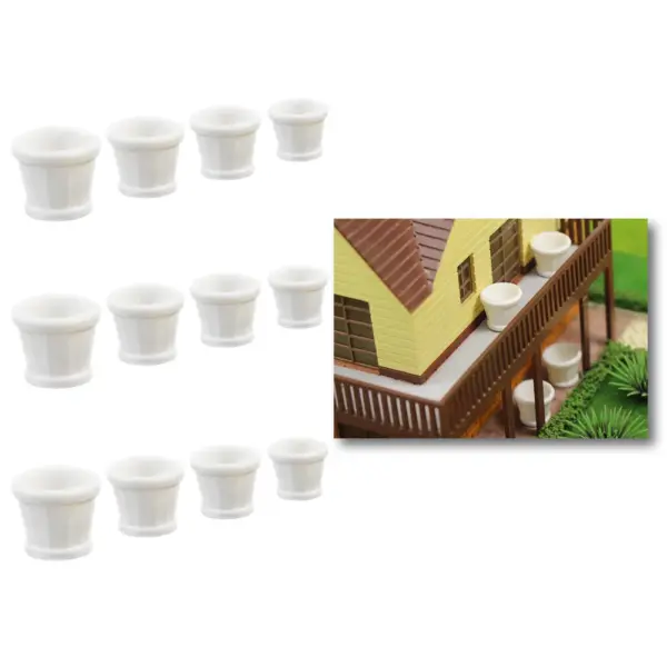 24pcs HO Scale Miniature Flower Pots - Image 3