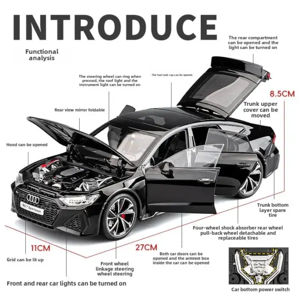 1:18 AUDI RS7 Sportback Alloy Model Car - Image 4