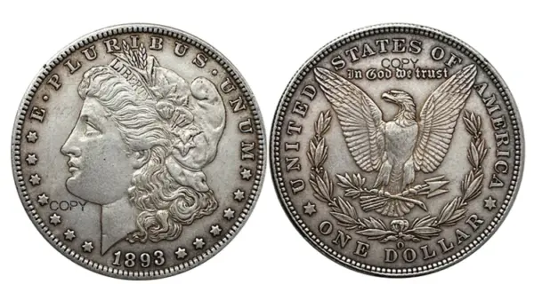 1893 O Morgan Silver Plated Commemorative Coin - Image 7