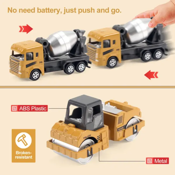 8pcs Alloy Construction Trucks Set with Accessories - Image 4