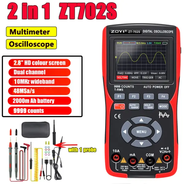 3-in-1 Digital Oscilloscope Multimeter ZT703S - Image 7