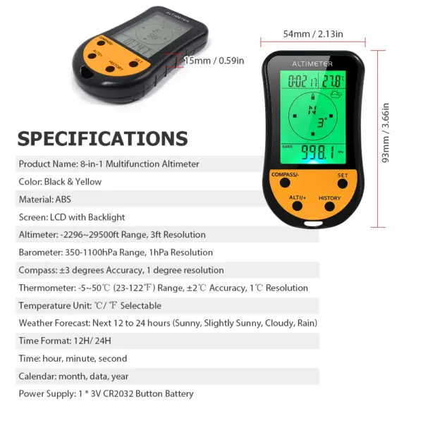 8 in 1 Digital Altimeter with Backlight - Image 3
