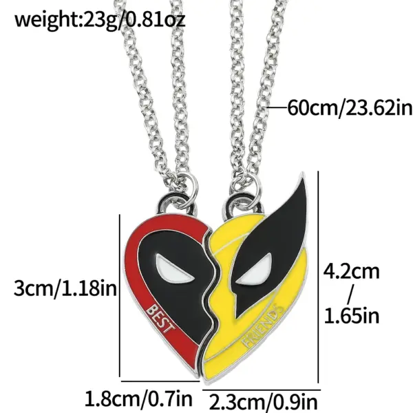 Marvel Deadpool & Wolverine Heart Pendant Set - Image 4