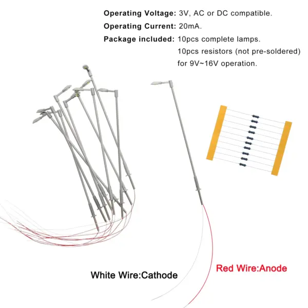 10pcs 1:100 LED Street Lamps with Resistors - Image 5