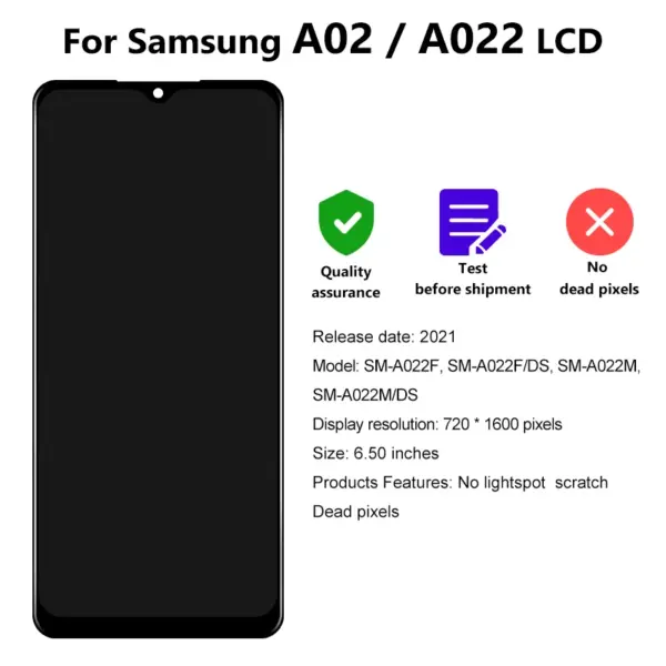 Samsung Galaxy A02 LCD Touch Screen Assembly - Image 2