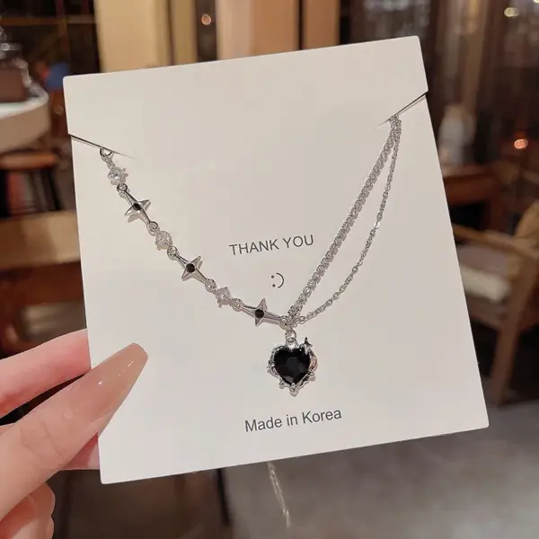 Kpop Black Heart Pendant Necklace for Women - Image 5