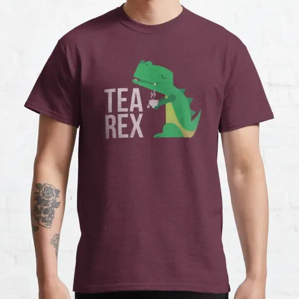 Tea Rex Funny Dinosaur Graphic T-Shirt S-6XL - Image 6