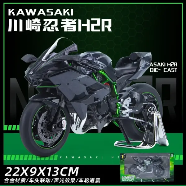 Kawasaki Ninja H2R H2 Motorcycle Diecast Model - Image 7