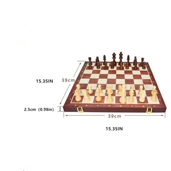 Solid Wood Chess Pieces with Folding Board - Image 2