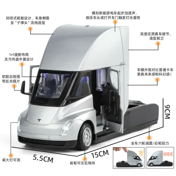 1:32 Scale Tesla SEMI Truck Model Car - Image 3