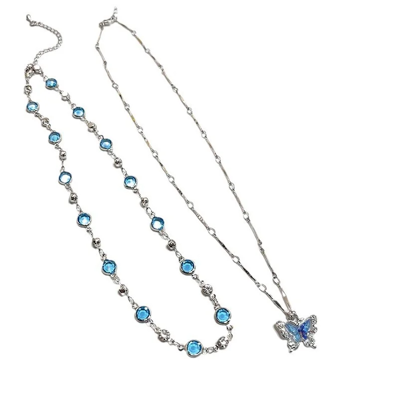 Romantic Blue Crystal Butterfly Necklace 5 Romantic Blue Crystal Butterfly Necklace - Image 5