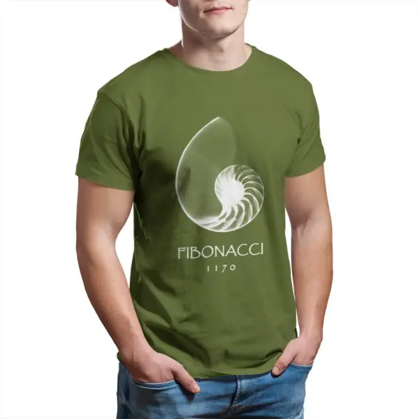 Fibonacci Nautilus Shell Graphic Cotton T-Shirt - Image 7