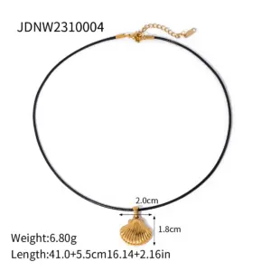 Gold Stainless Steel Shell Pendant Necklace 39 S5c554d01392a49b59d69a7dc1ff018532