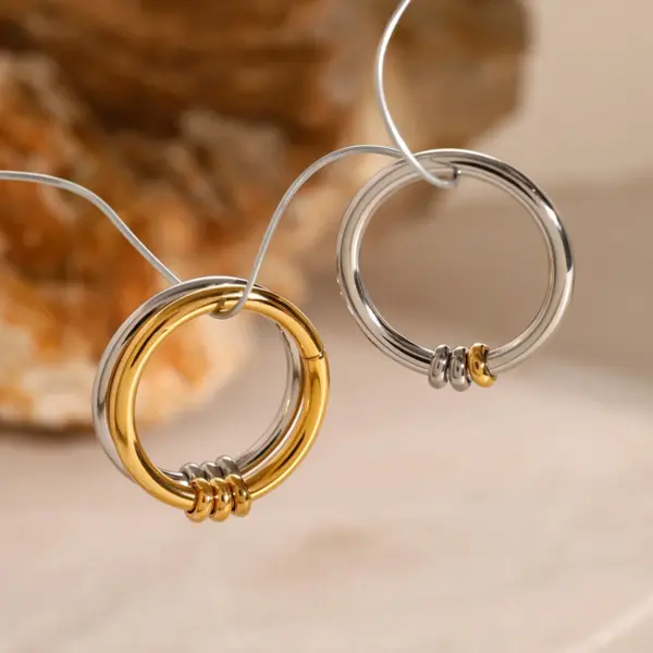 Waterproof Stainless Steel Pendant Hoop Rings - Image 4