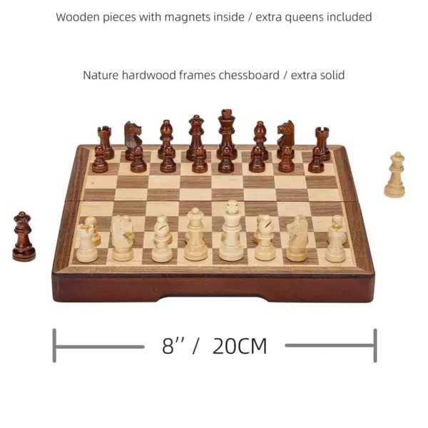 Portable Solid Wood Mini Chess Set with Drawer - Image 7