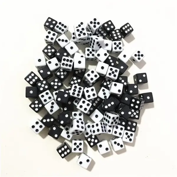 50 Pack 10mm Black and White Acrylic Dice - Image 4