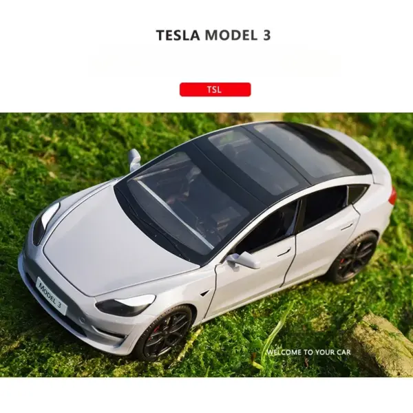 1:24 Tesla Model 3 Diecast Metal Car - Image 3