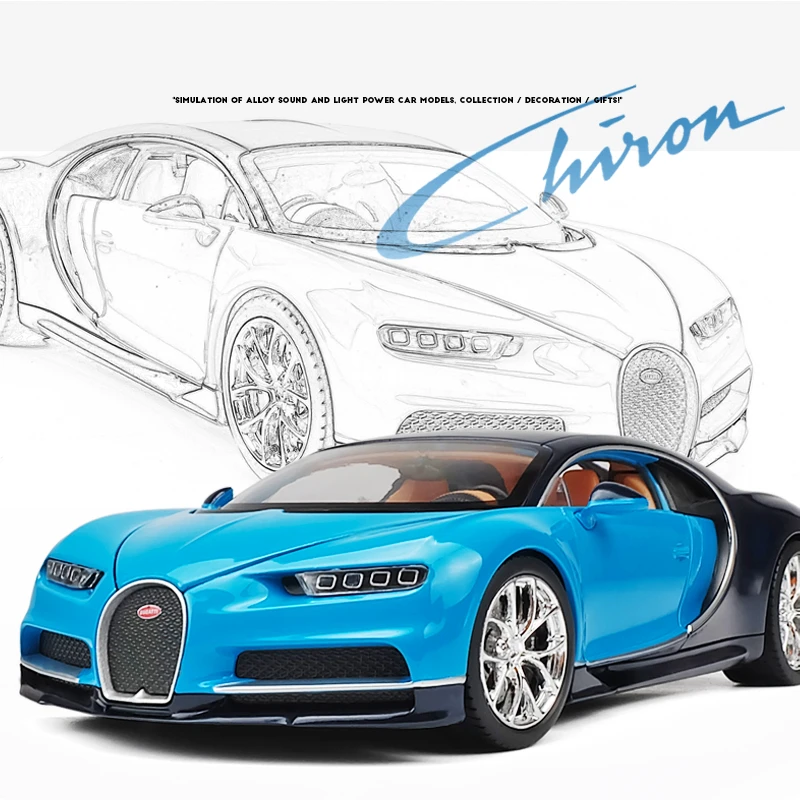 1:24 Bugatti Veyron Chiron Diecast Model Car 2 1:24 Bugatti Veyron Chiron Diecast Model Car - Image 2