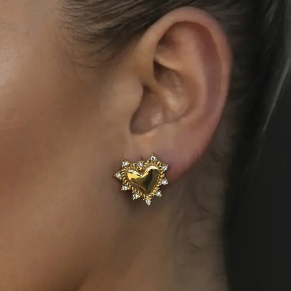 Heart-Shaped Stainless Steel Stud Earrings - Image 3