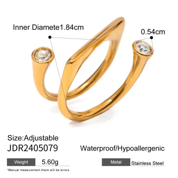 Stylish Asymmetrical White Zirconia Ring for Women - Image 7