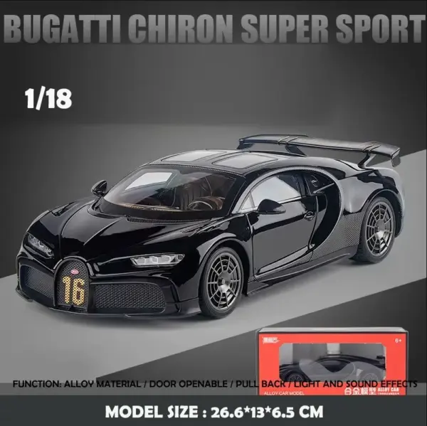 Large 1:18 Bugatti Chiron Diecast Model for Collection - Image 8