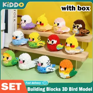3D Cute Parrot Building Blocks Model