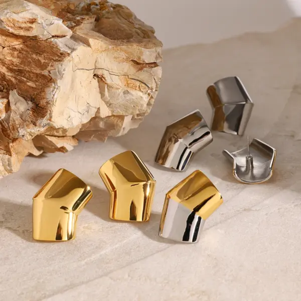 Geometric Stainless Steel Stud Earrings - Image 5