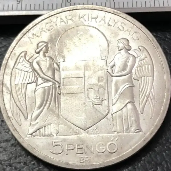 1938 Hungary 5 Pengo Miklos Horthy Replica Coin - Image 2