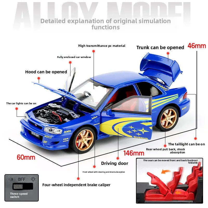 1/32 Subaru Impreza Rally Alloy Car Toy 6 1/32 Subaru Impreza Rally Alloy Car Toy - Image 6