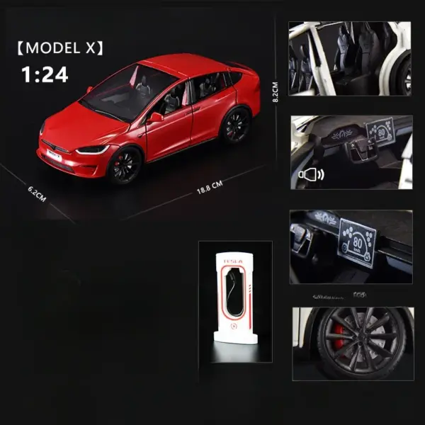 1/24 Scale Diecast Tesla Model X Model Car - Image 9