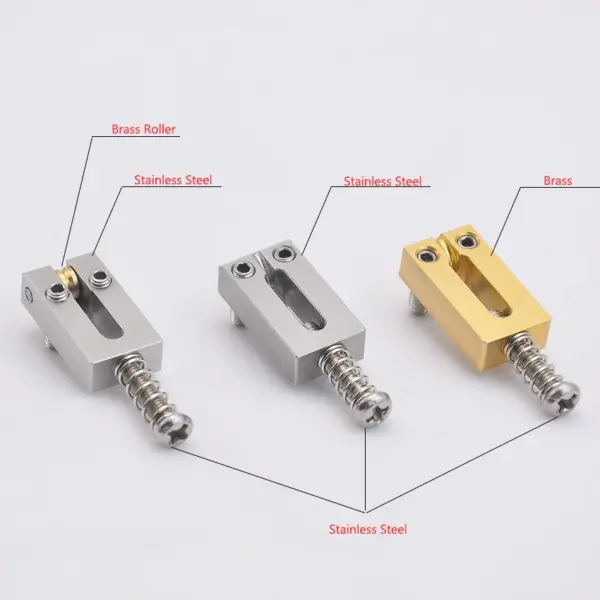 Brass and Stainless Steel Guitar Bridge Set - Image 3