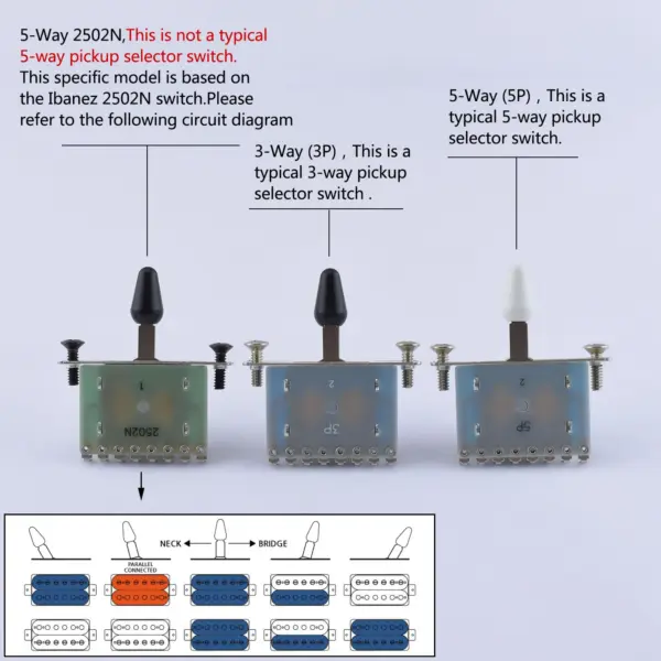 Alpha Electric Guitar 5-Way Pickup Selector Switch - Image 3