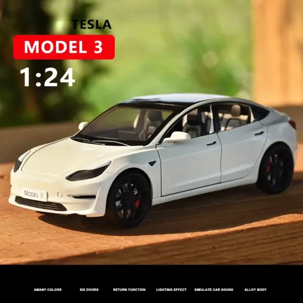 1:24 Tesla Model 3 Diecast Metal Car - Image 2