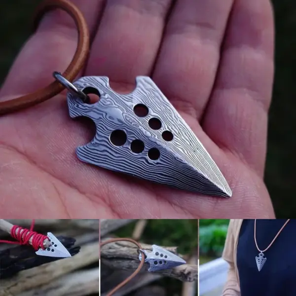 Arrowhead Harpoon Pendant Survival Tool Necklace - Image 6
