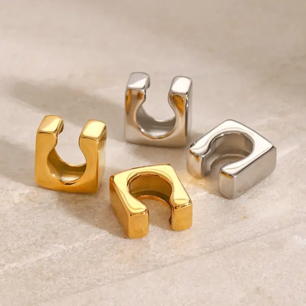 Stainless Steel Square Clip Earrings for Unisex - Image 3