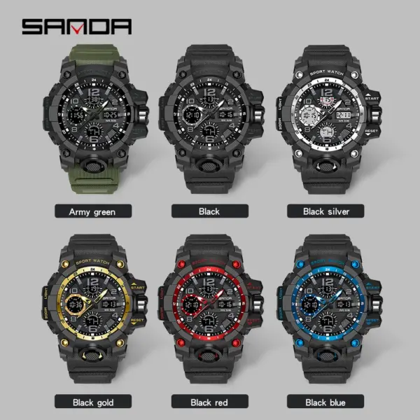 SANDA 6021 Men's Waterproof Dual Display Watch - Image 6