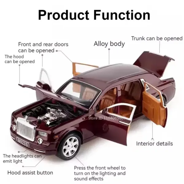 1:24 Rolls Royce Phantom Diecast Model Car - Image 2