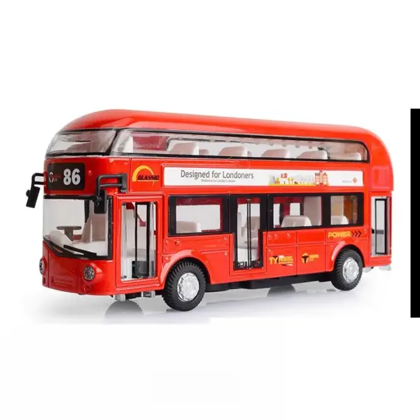 1:36 Scale Double Decker Bus Model Vehicle - Image 10