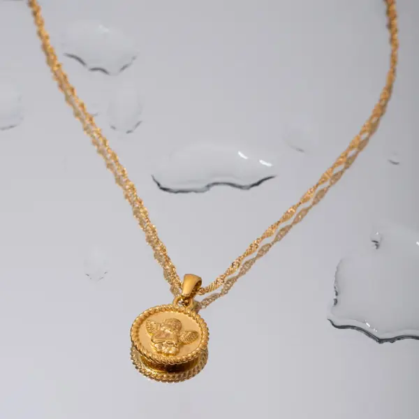 Angel Pendant Necklace with Water-wave Chain - Image 4