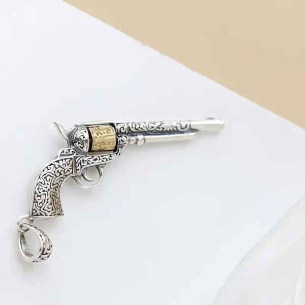 Vintage Revolver 925 Sterling Silver Pendant - Image 5